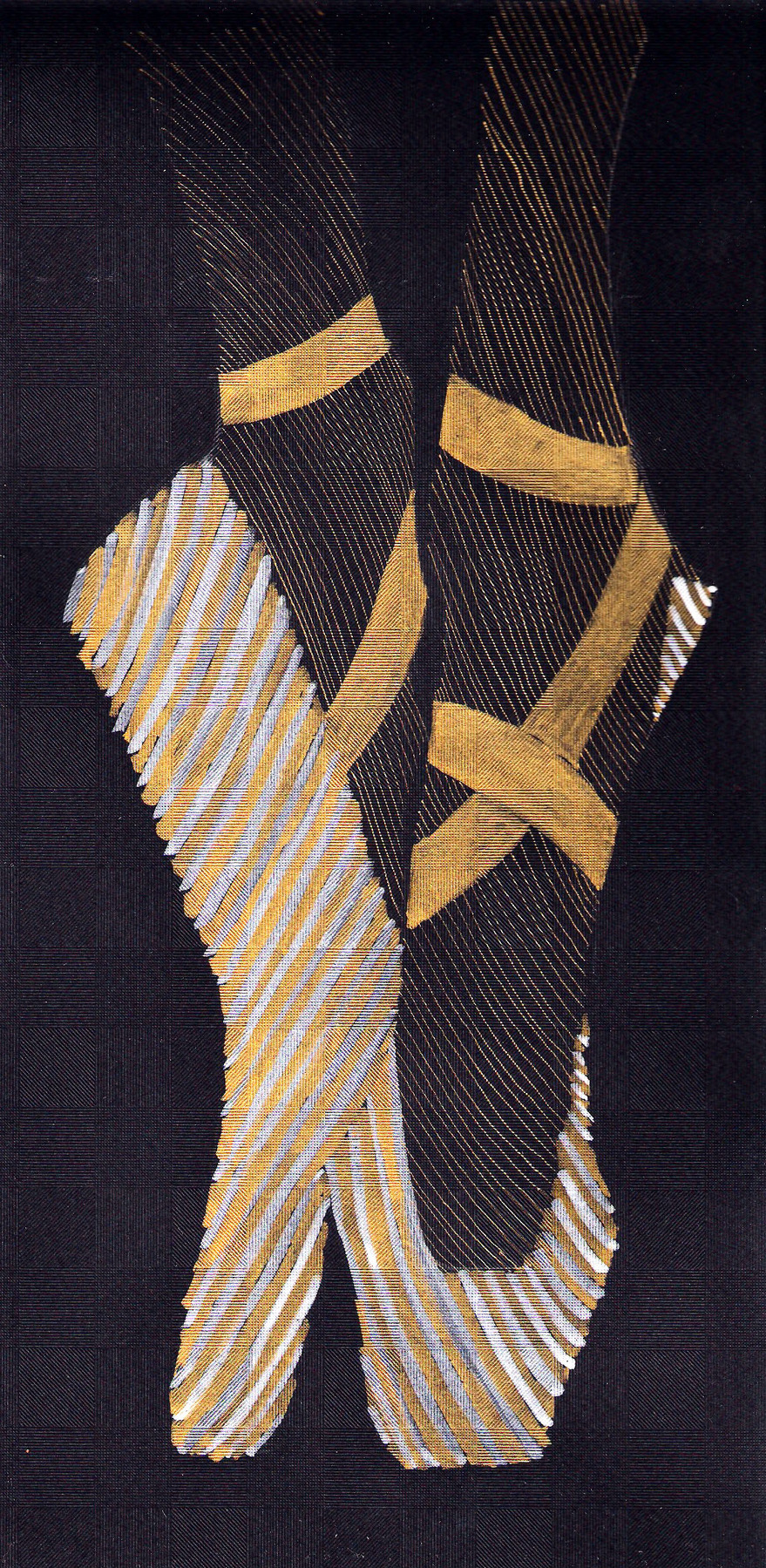 BALLERINA LEGS 1, an artwork by Beba from 2012, dip pen and brush with acrylic ink on paper, 30x15cm.